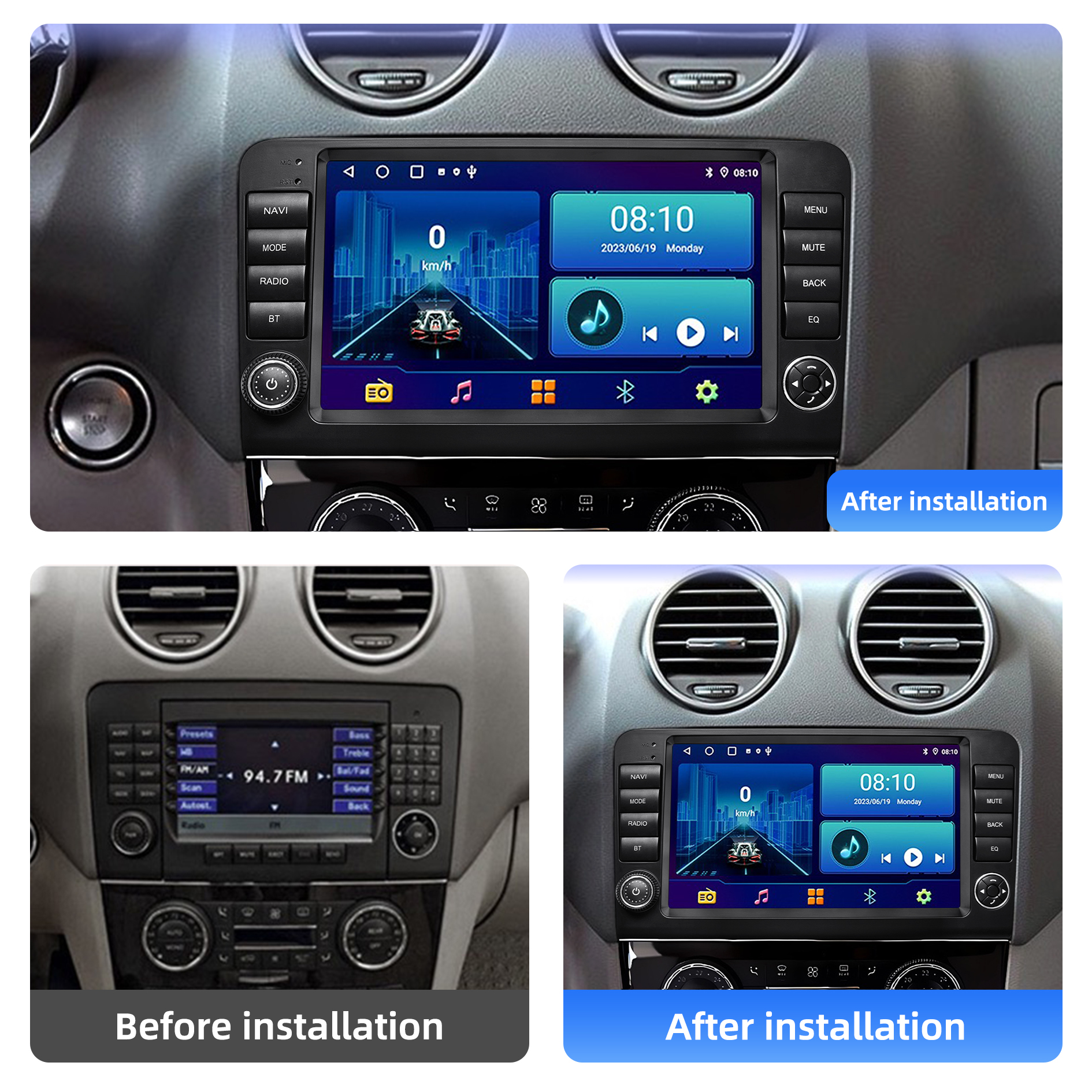 Mercedes ML 2005-2011 Android Car Stereo with Wireless Apple Carplay Android Auto, 9" HD 1280 * 720P IPS Car Radio with GPS WiFi DSP Audio Bluetooth - Image 3