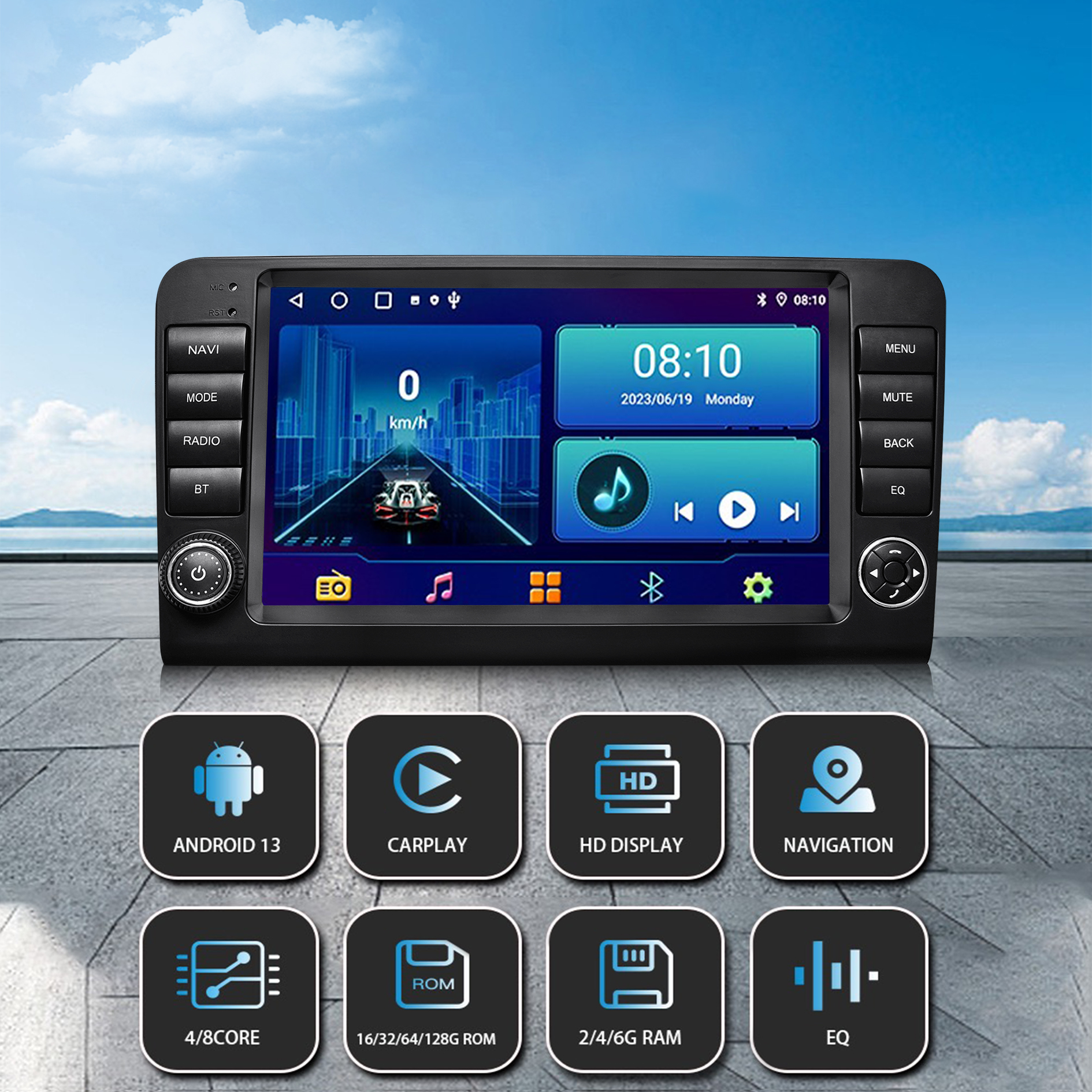 Mercedes ML 2005-2011 Android Car Stereo with Wireless Apple Carplay Android Auto, 9" HD 1280 * 720P IPS Car Radio with GPS WiFi DSP Audio Bluetooth - Image 2