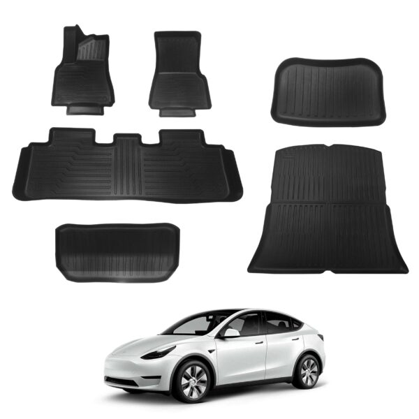 TESLA Y Floor Mats Full Set  Accessories 2022 2021, XPE All Weather , Front Rear Trunk Cargo Liner Mat,Waterproof Interior Accessories 5 Seater (Full Set)