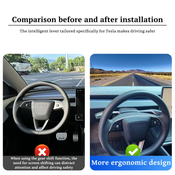 Wheel Gear Wiper Intelligent Gear Shifter Set Lever For Tesla Model 3 (new model) 2017-2023 - Image 7