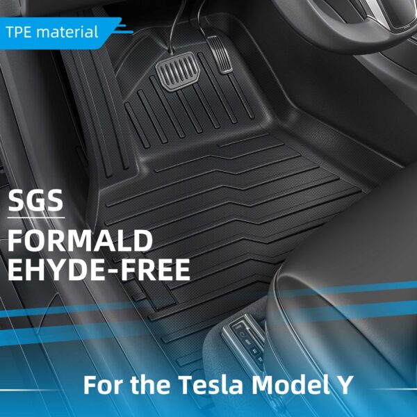 TESLA Y Floor Mats Full Set  Accessories 2022 2021, XPE All Weather , Front Rear Trunk Cargo Liner Mat,Waterproof Interior Accessories 5 Seater (Full Set) - Image 5