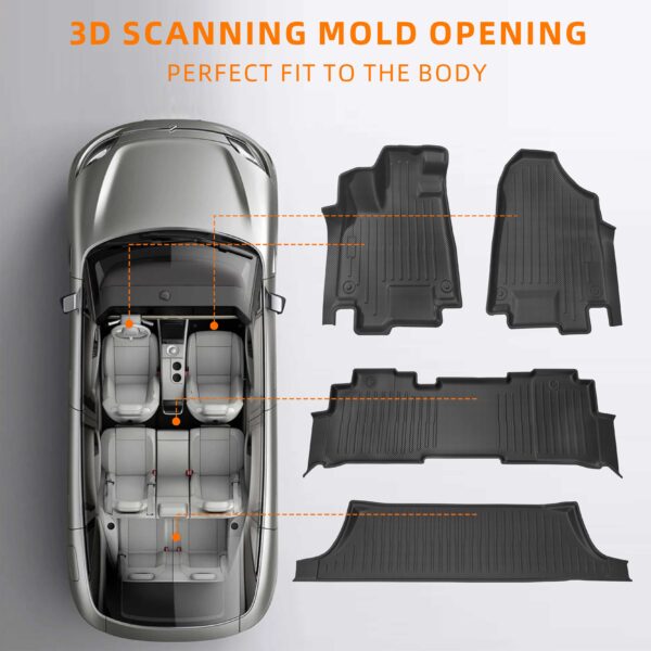 Honda Odyssey 7 Seats 2018-2024 Black Floor Mats TPE - Image 2