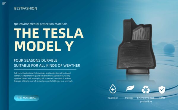 TESLA Y Floor Mats Full Set  Accessories 2022 2021, XPE All Weather , Front Rear Trunk Cargo Liner Mat,Waterproof Interior Accessories 5 Seater (Full Set) - Image 2